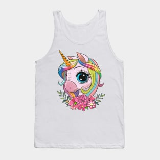 Cute Unicorn with flowers Tank Top